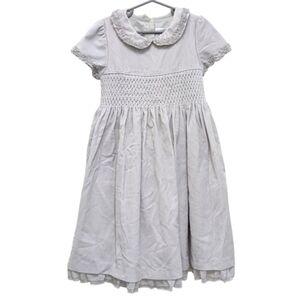 Vintage festive Charter Club Smocked Velveteen Grey Peter Pan Collar Dress 6X